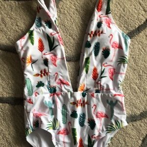 Tropical Print Plunge New Without Tags